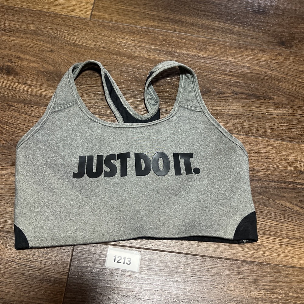 NIKE SPORTS BRA WOMENS SIZE SMALL OLIVE GREEN HEATHER JUST DO IT RACERBACK MEDIU